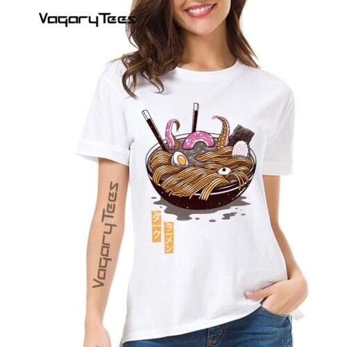 Fashion Women T-Shirt Hipster Octopus foot Ramen T Shirts girl casual Top Cool animal design T-Shirt For Adult Tshirts Clothes