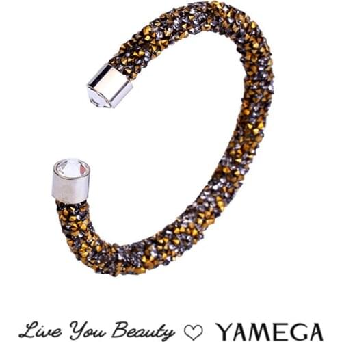 Trendy Luxury Rhinestone Bangle Famous Designer Fashion Jewelry Brand Expandable Clay Arm Cuff Bangles For Women Girls Gifts NEw