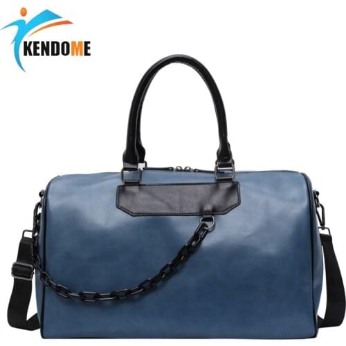 Men Sport Gym Bag Women Fitness Pu Leather Handbag Large Travel Gym Bag 2020 Black Blue Pu Shoulder Bag Sac De Sport 2 Size