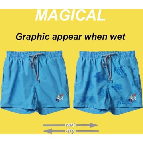 2021 Mens Classic Magical Water-Reactive Swimwear New Graphic Board Shorts Fashion Color Change Beach Pants Bermudas