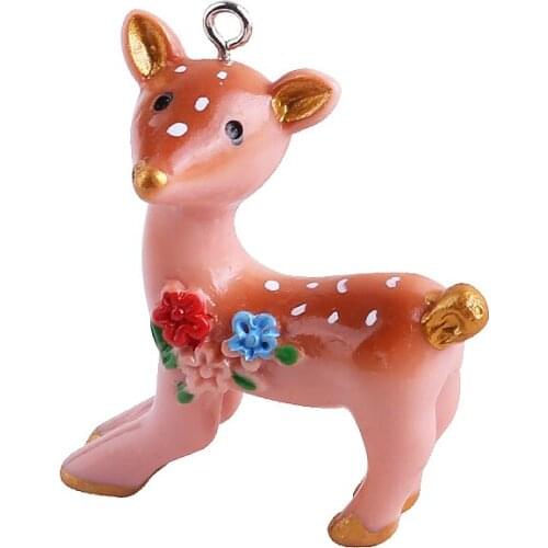 Newest 40pcs 33*44mm Floral Animal Deer Resin Pendants DIY Jewelry Findings Ornament Accessories Girls Earring Necklace Charms