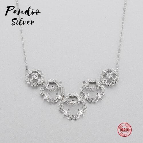 PANDOO Fashion Charm Pure 925 Silver Original 1:1 Copy, Classic Elegant Clavicle Chain Necklace Female Luxury Jewelry Gifts
