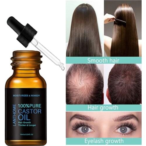 10ml Hair Eyelash Growth Pure Castor Essential Oil Eyebrow Growth Prevent Skin Aging Castor Organic Serum