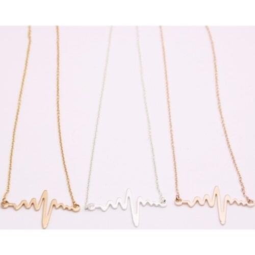 Electrocardiogram form pendant necklace for girls Wave pendant necklace the to women