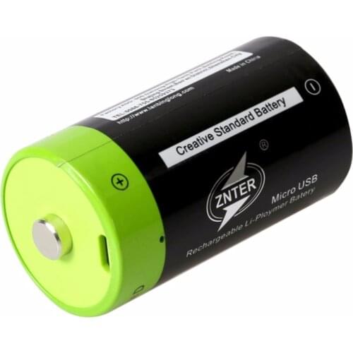 ZNTER 2pcs 1.5V 6000mAh USB Rechargeable D Battery Recycle Multifunctional Charged Lithium Polymer Play And Plug free shipping