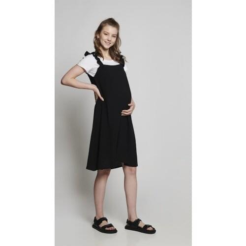 Maternity Dresses Ruffle Detail Straps Salopet Dress 2021 New Season Spring Summer Casual Cotton Soft Pregnant Dress