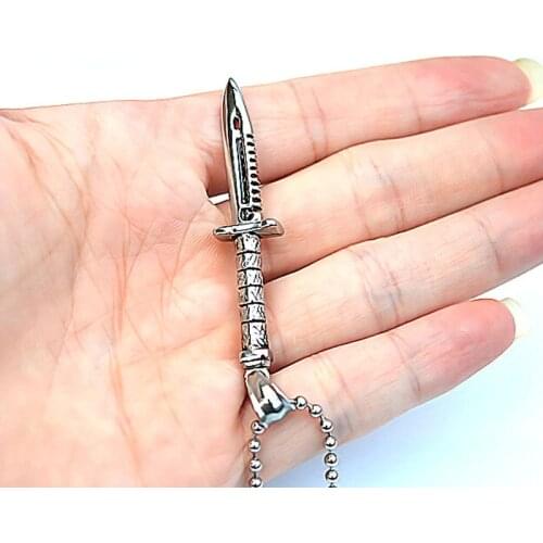 EDC Titanium steel Knife Necklace sword pendant fashion creative ornament mens necklace Outdool Self defense Tool For Women