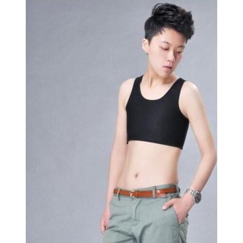 Casual Breathable Buckle Short Chest Breast Binder Tran Vest Tops Black and White Short Corset Tee Tops Factory wholesale