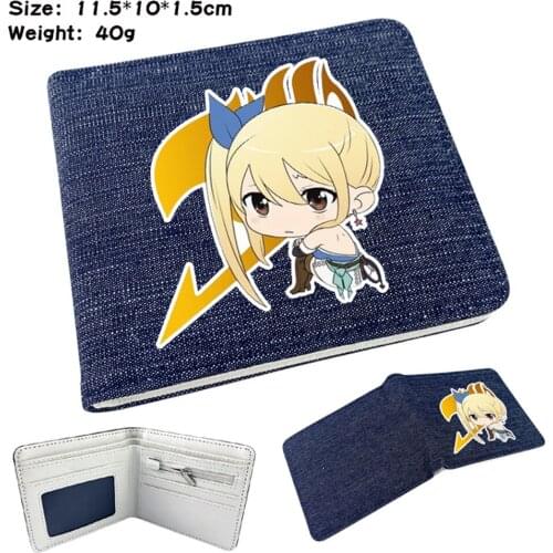 Anime Fairy Tail Denim Wallet Casual Photo Card Holder Short Bifold Student Teenger High Quality Mens Womens Purse