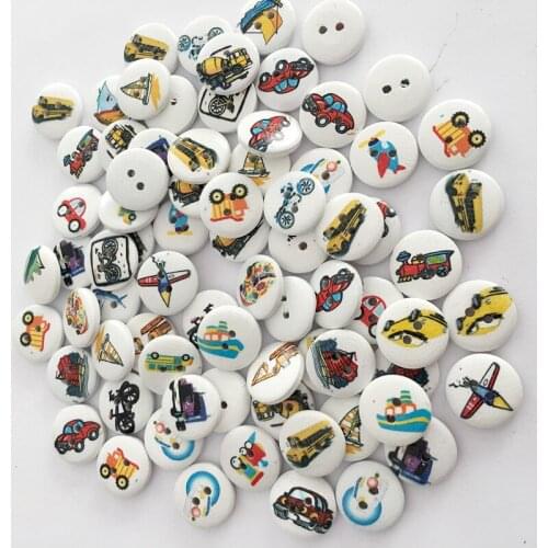 Zollor 100PCS Colorful Wooden Button Mixed 2 hole Flower Natural Sewing Children Buttons for Scrapbooking Clothes Accessories