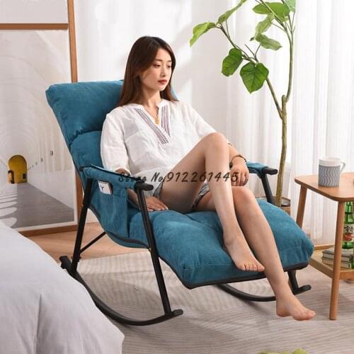 Folding Recliner Rocking Chair Balcony Home Lounge Chair Lunch Break Siesta Portable Backrest Comfortable Lazy Chair