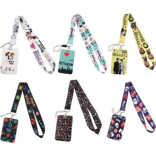 YA205 Greys Anatomy Keychain Neckband Lanyard USB ID Card Badge Holder Mobile Belt Lanyard Mobile Phone Accessories