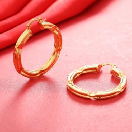 Dubai Gold Color Earrings 24K For Women Wedding Jewelry Womens Earrings For Girls Bridal Wife Gifts African Dubai French