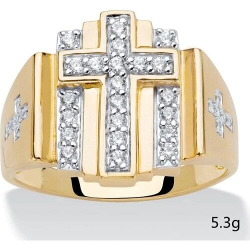 New fashion ladies ring golden cross inlaid white rhinestone female ring Christ Jesus wedding ring jewelry кольцо женское anel