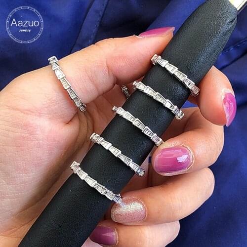 Aazuo Orignal 18K White Gold Real Diamond 0.40ct Classic Snake Line Ring Gift For Woman Engagement Birthday