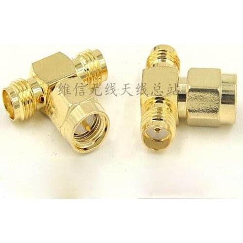10PCS/Lot SMA-J Male To two SMA-K Female Triple T RF Adapter antenna Connector Single to Double antenna