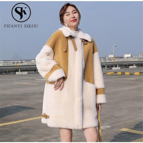 2020 Women Winter Faux Fur Coat Fluffy Lambswool Coat Female Fashion Plush Particles Fur Jacket Plus size Thick Warm Overcoat