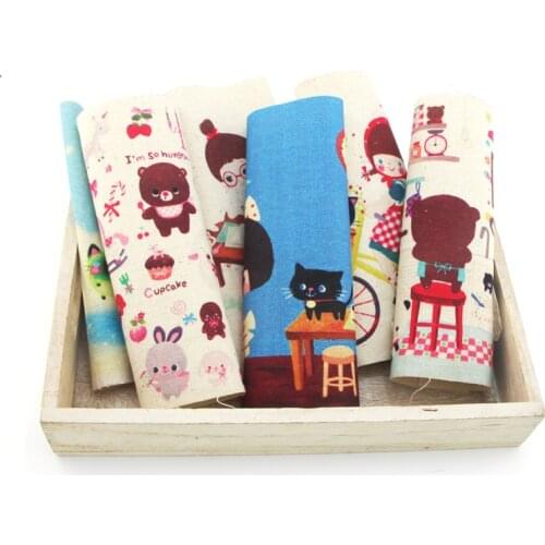 Hand Dyed Cloth Hand DIY Fabric Patchwork Digital Printing 6pcs Cotton Bear And Child Girl D30 20*20CM Suede Fabric Other Fabric