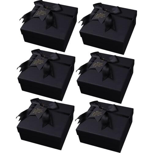 6pcs Luxury Bowknot Gift Box Bowknot Wrapping Gift Box Dlicate Paper Chic Gift Package Box For Wedding Valentines Day (Black)