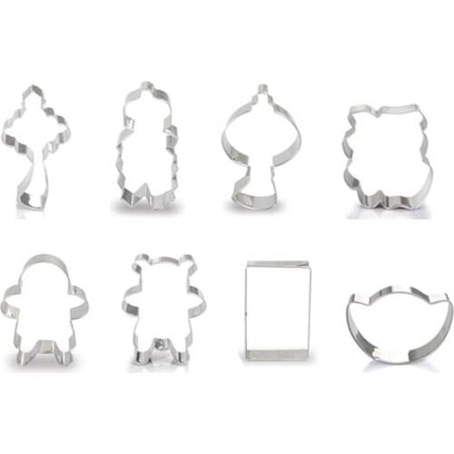 8pcs/set Stainless Steel Cookie Biscuit Cutters Molds Onigiri Fruit Cutting Mould DIY Fondant Cake Pastry Decorating