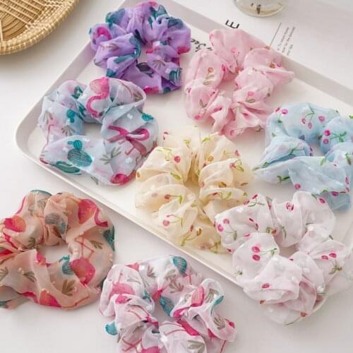 Makeup accessories silk scrunchie flower headband elastic hair bands women trabas pelo mujer vinchas para el cabello para damas