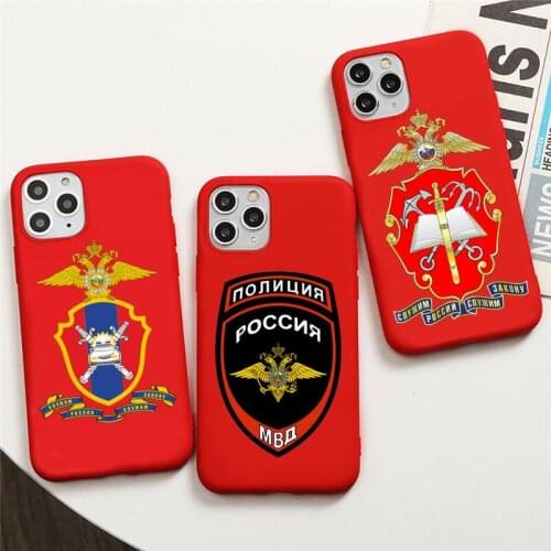 Russia National Police Logo Phone Case For iphone 12 11 Pro Max Mini XS 8 7 6 6S Plus X SE 2020 XR Red Cover