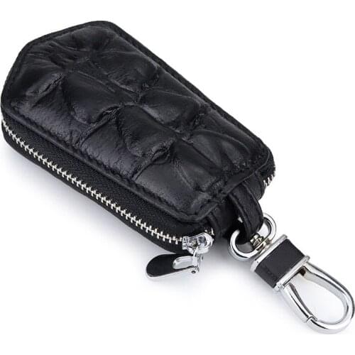 Genuine Leather Keychain holder Organizer Wallet Zipper Keys Case Bag Vintage Men Car Automobile Key Pouch Housekeeper Keys Bag