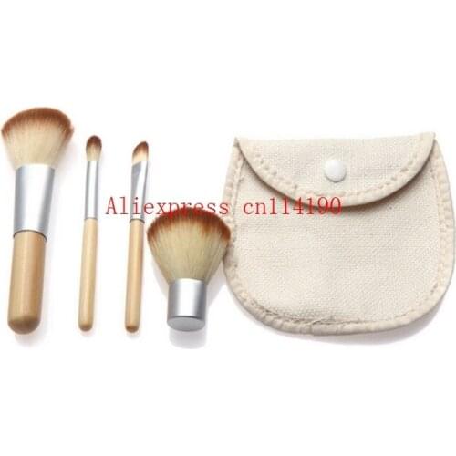 Hot sale 4Pcs /set Friendly Bamboo Elaborate Makeup Brushes SetsPowder Eyebrow Blush Brushes makeup tools Cosmetic brush kits