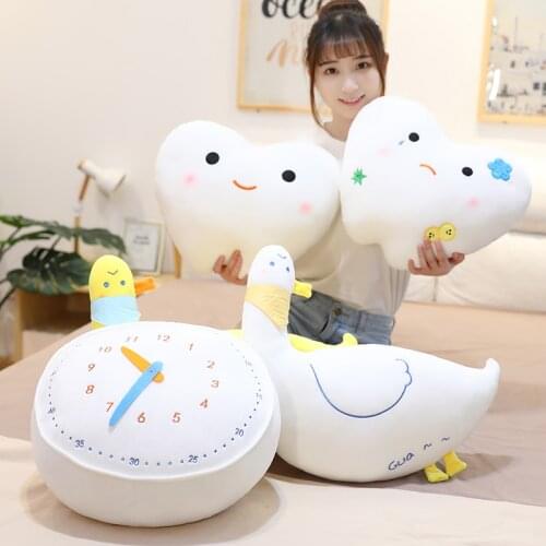 40/50CM Cute Love Your Teeth Plush Toys Lovely Duck Tooth Decay Clock Pillow Stuffed Soft Cushion for Kids Baby Habit Gifts