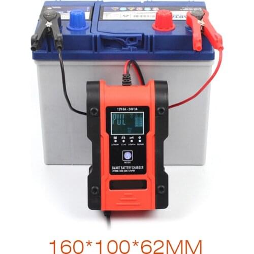 LCD Intelligent Automobile Motorcycle Pulse Repair Battery Charger 12V 24V Car Motorcycle Boat LCD Automatic Battery Charger