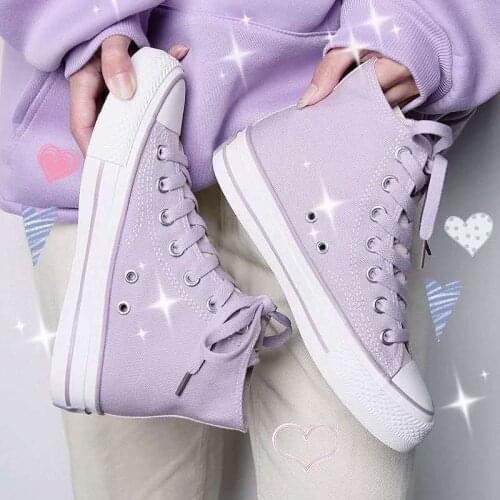 Woman Vulcanize Shoes Womens Casual Sneakers Girls Sport Summer High Top Canvas Shoes 2021 Comfortable Breathable Walking Flats