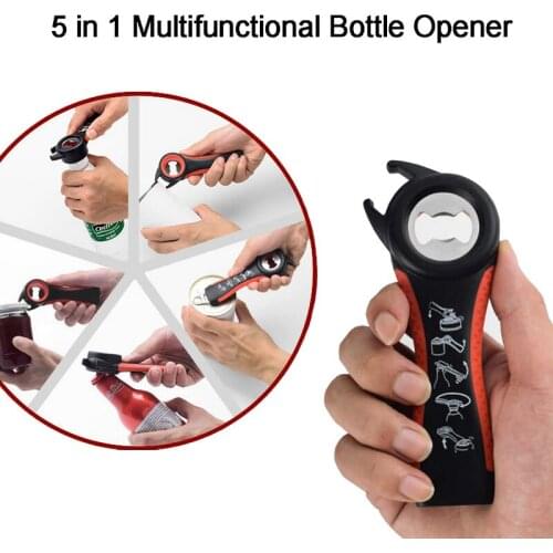 5 in 1 Multifunctional Bottle Opener All In One Opener Jar Can Kitchen Manual Tool Gadget Multifunction Dropshipping Toy Sports