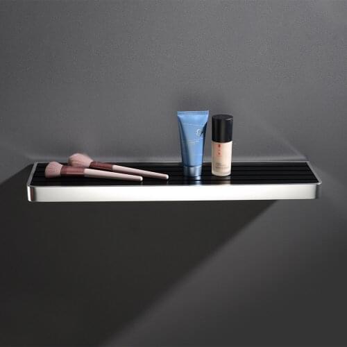 Aluminum Shelves Bathroom Makeup Rack Two Colors Black & Shining Wall Mounted Shampoo Storage Holder Kitchen Organizer