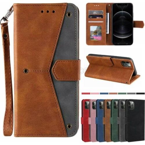 Case For Apple 12 Mini 12 Pro Max Splicing Leather Flip Wallet Stand Cover For iPhone 11 Pro Max X XS XR SE 2020 7 8 Plus Case