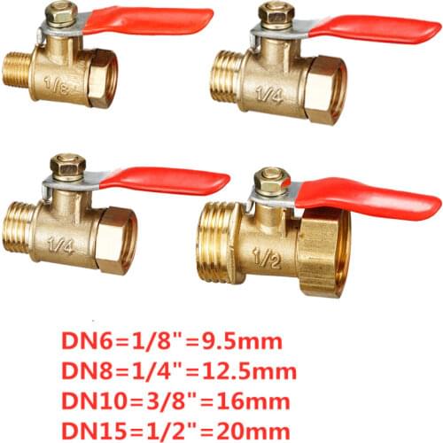 Brass small ball valve Female/Male Thread Brass Valve Connector Joint Copper Pipe Fitting Coupler Adapter1/8" 1/4'' 3/8'' 1/2