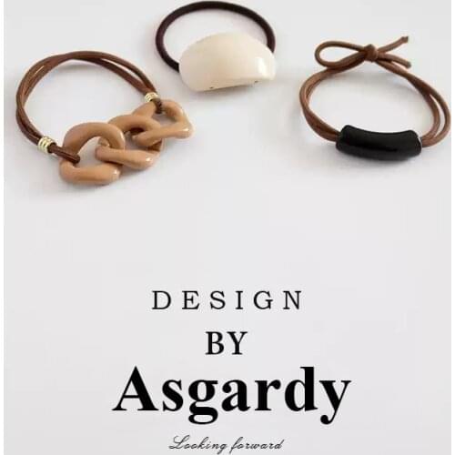 Fashion Retro Geometric Round Hollow Chain Glossy Acrylic Elastic Hair Band Hair Rope Ponytail Holder Hair Accessories for Women