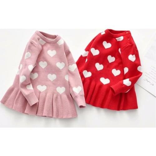 New Sweater Knit Sweater Bottoming Sweater Multi-love Lace Girls Knitted Dress