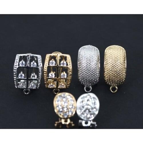 NEW Fashion Earrings Top Earrings Findings Gold/New Zircon DIY Earrings Accessories 50 Pairs Free Shipping ET001
