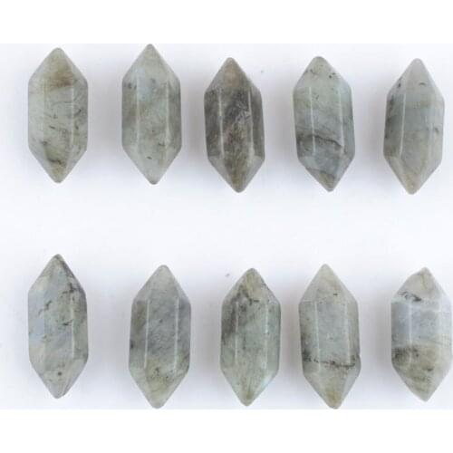 Wholesale 20Pcs Natural Stone Labradorite No Hole Pendant Beads Jewelry Hexagonal Healing Pointed Reiki Chakra TU3392