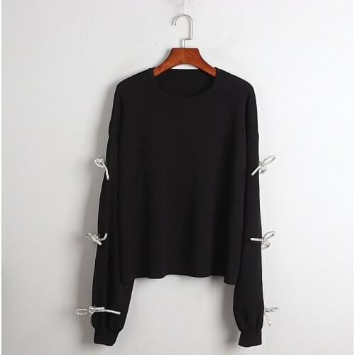 1101 2020 Autumn Free Shipping Sweater Crew Neck Long Sleeve Kint Black Fashion Womens Clothes DL