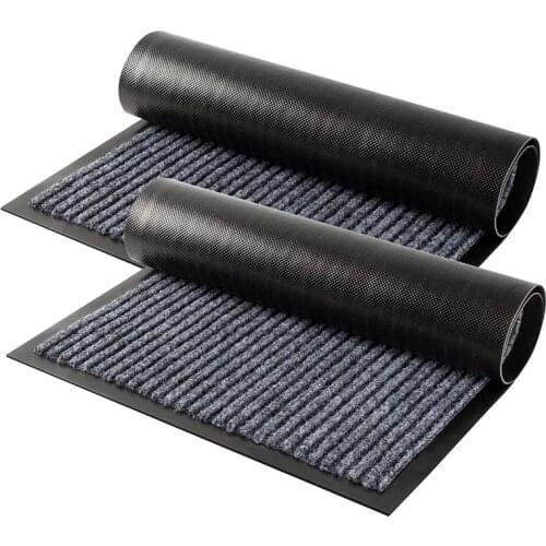 2Pcs Striped Door Floor Mat,Waterproof&Dirt Mat Non-Slip,Easy to Clean,for Shoe Scrapers,Indoor Outdoor Rug