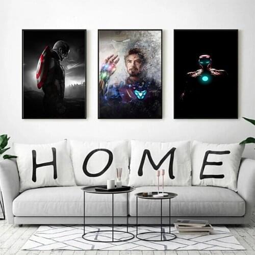 Marvel Superhero Poster Captain America Iron Man Anime Character Canvas Painting Childrens Room Home Decoration Birthday Gift