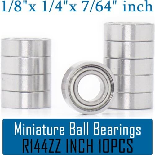 R144ZZ Bearing ABEC-1 (10PCS) 1/8"x1/4"x7/64" inch Miniature R144 ZZ Ball Bearings For RC Models