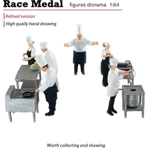 Racemedal Micro 1:64 Shooting Props, Action Figures, Cooking Character, Kitchen Scene, Matching Model, Static Handwork