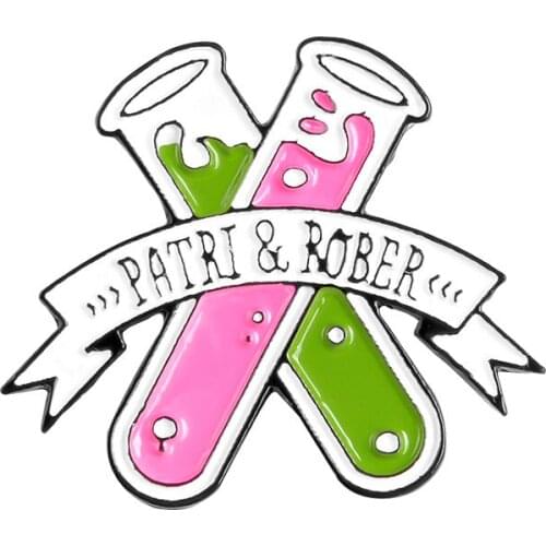 Pink Green Solution Tube Metal Enamel Brooch Romantic Love Chemical Reaction Badge Pin Sweet Trendy Couple Backpack Jewelry Gift