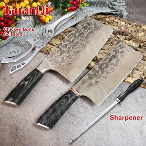 Handmade Forged Cleaver Chef Knife Slicing Knife Sharp Kitchen Knife Traditional Butcher Knife Bone Chopping Knife Cooking Tools