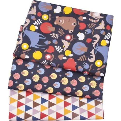 Printed Jungle Bear Animal 100% Cotton Twill Kids Fabric, Patchwork Cloth, Sewing Quilting Bed Sheet Materials For Baby&Child