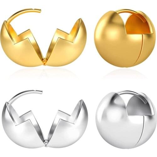 12*13mm Thick Big Ball Stud Earrings Boho Style Huggie Hoops Mens Womens Round Ball Earring Circle Hinged Hoop LK430FK