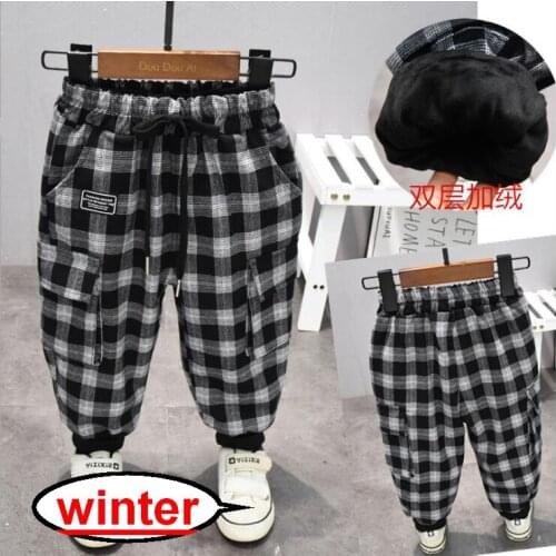 Hot Sale Baby Boys Pants 2-6years Old Winter Thicken Boys Harem Pants Cotton Fashion Large Pocket Casual Velvet Jogger Trousers
