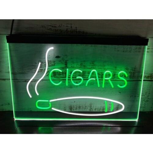 SS057 Cigars Cigar Shop NEW Display Dual Color LED Neon Sign